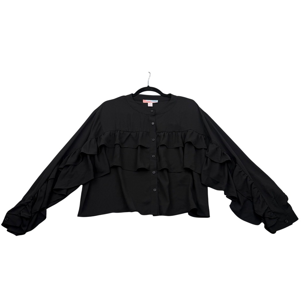 Watermelon Sugar Blouse Womens XL Goth Romantic Tiered Ruffle Button Down Top